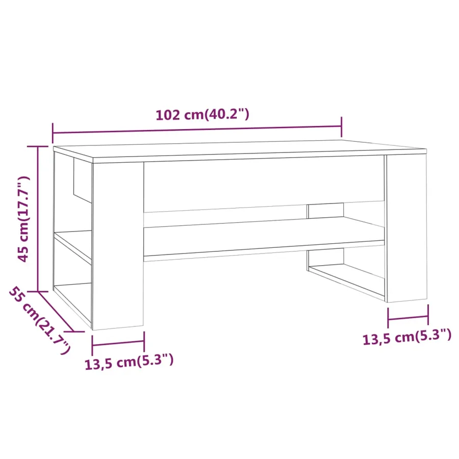 Table basse chêne sonoma 102x55x45 cm bois d'ingénierie - 7
