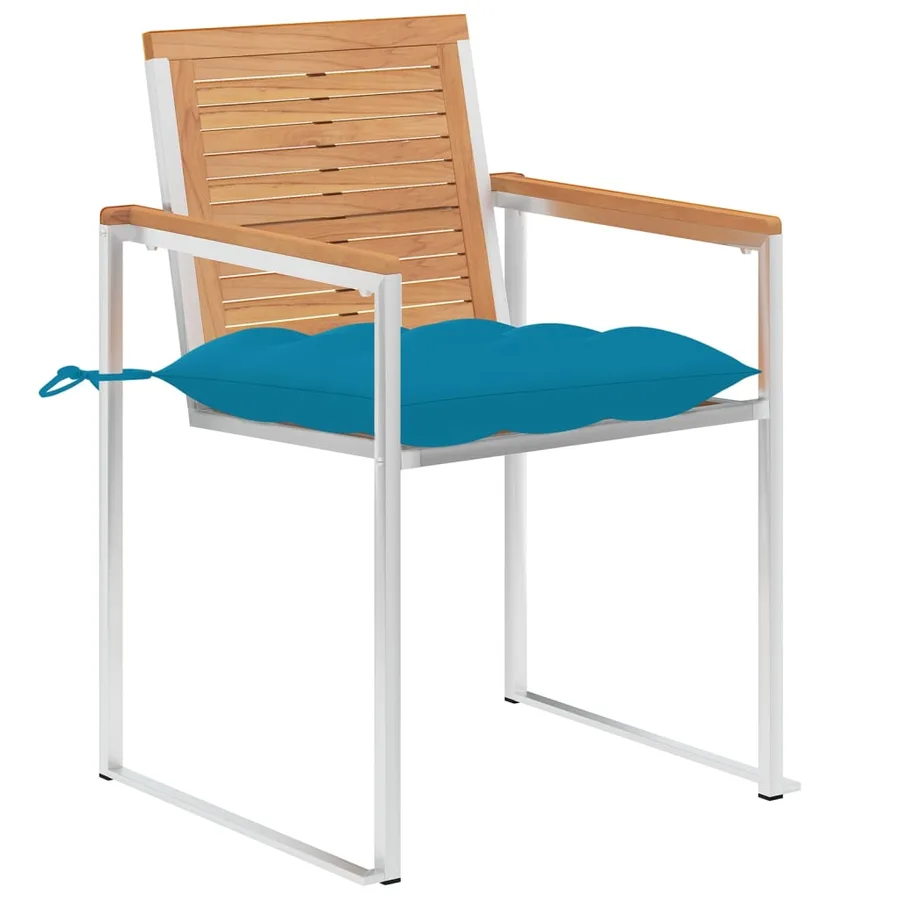 Chaises de jardin lot de 8 avec coussins Bois de teck massif - 2