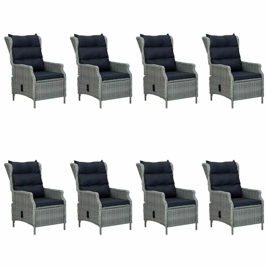 Ensemble à manger de jardin 9 pcs Gris clair - 2
