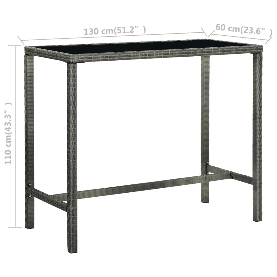 Ensemble de bar de jardin 7 pcs et coussins Résine tressée Gris - 11