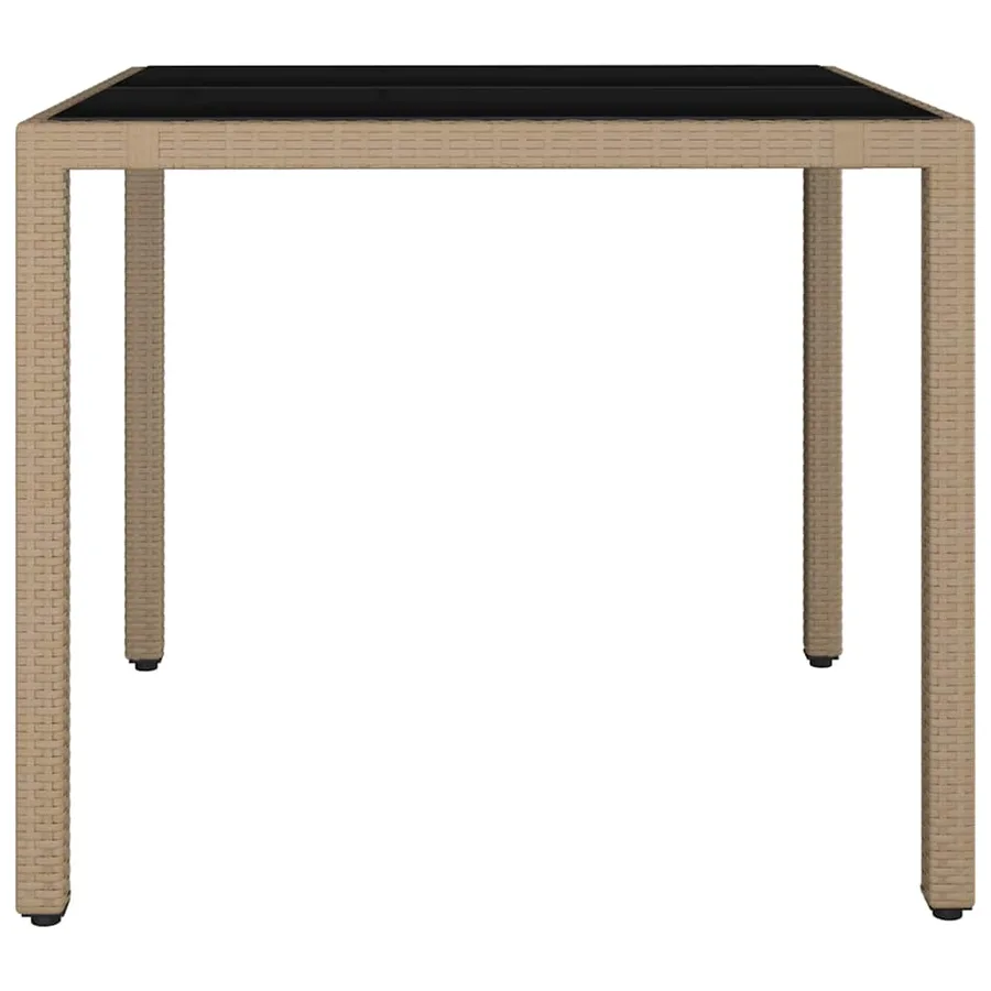 Table de jardin plateau en verre Résine tressée verre trempé - 4