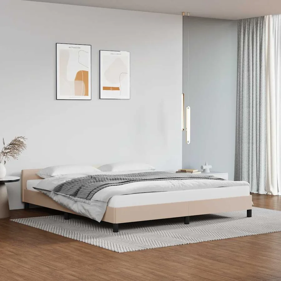Cadre de lit avec tête de lit sans matelas cappuccino 180x200cm