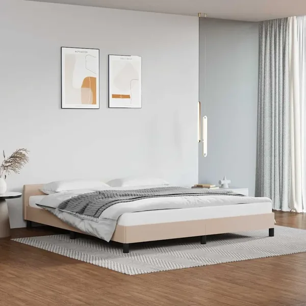 Cadre de lit avec tête de lit sans matelas cappuccino 180x200cm
