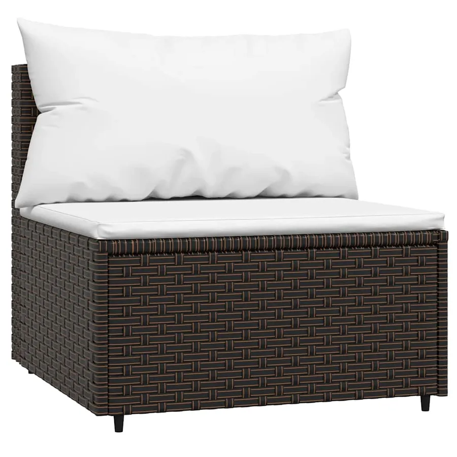 Salon de jardin 4 pcs avec coussins Marron Résine tressée - 5