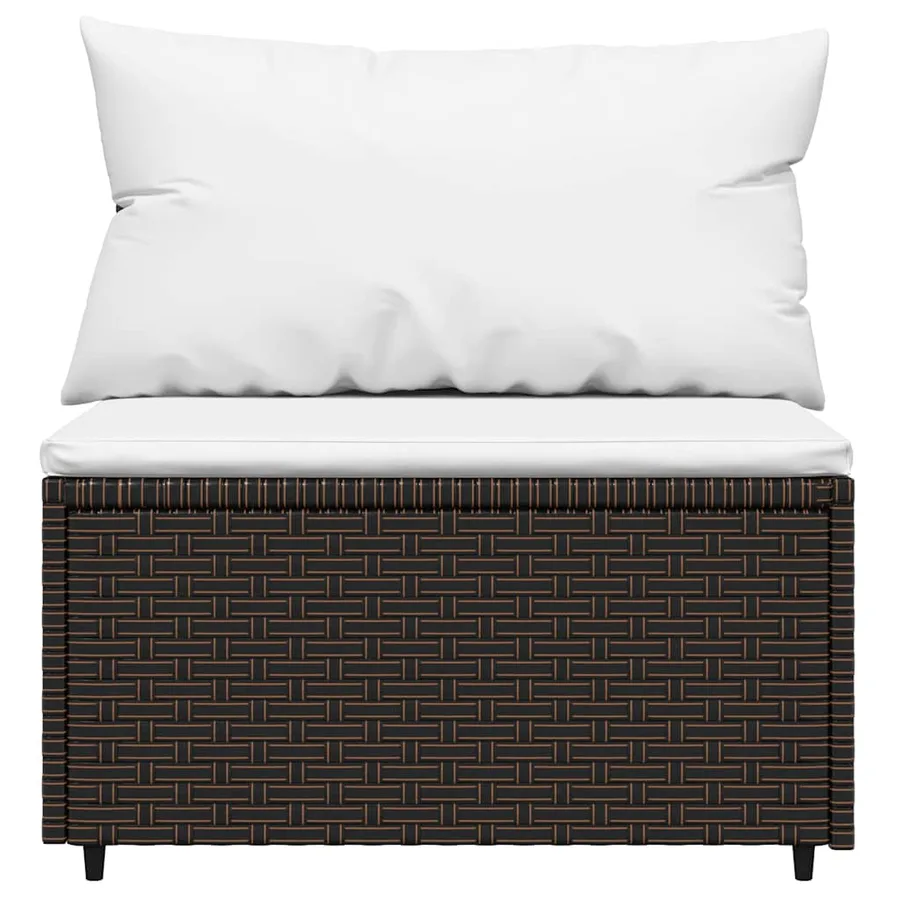 Salon de jardin 4 pcs avec coussins Marron Résine tressée - 6