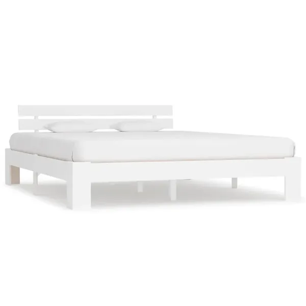 Cadre de lit sans matelas blanc 180x200 cm bois massif de pin