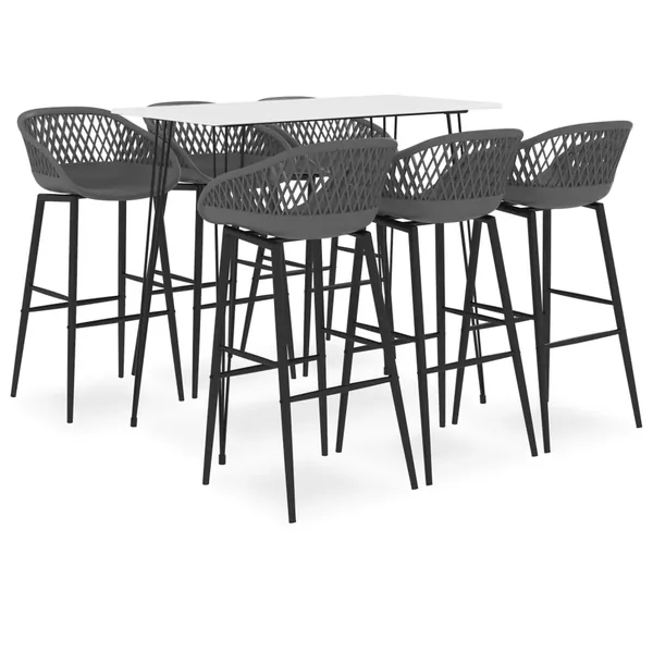 Ensemble de bar 7 pcs Blanc et gris