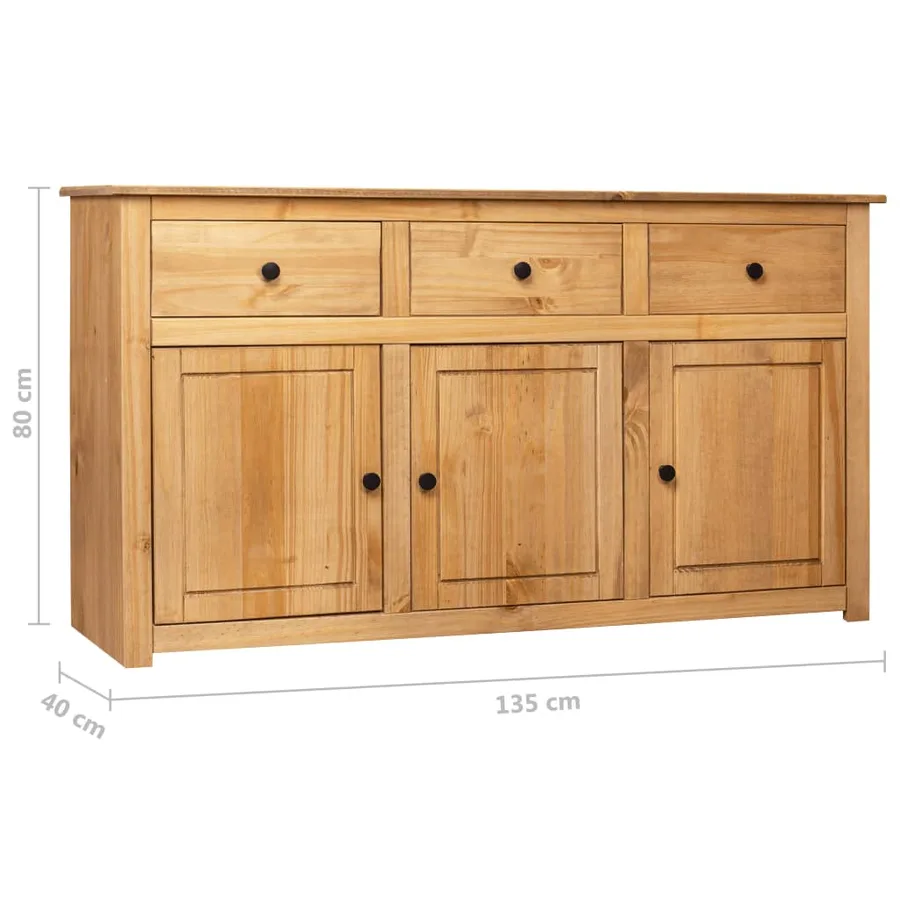 Buffet 135x40x80 cm Pin solide Assortiment Panama - 11