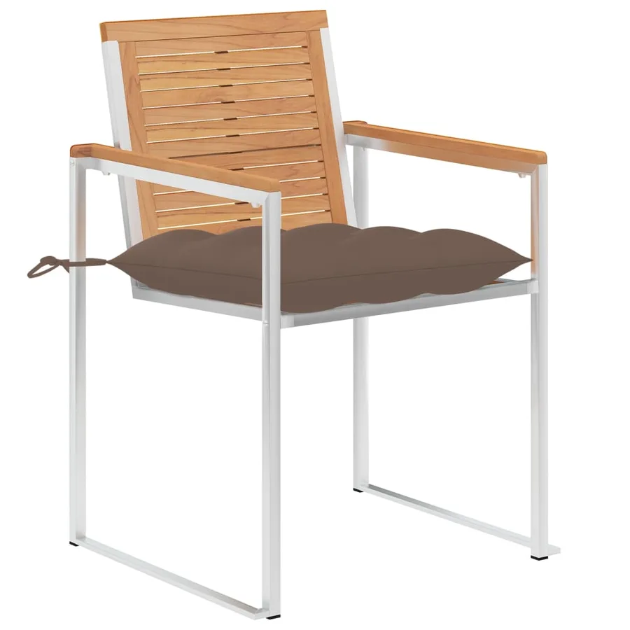 Chaises de jardin lot de 6 avec coussins Bois de teck massif - 2