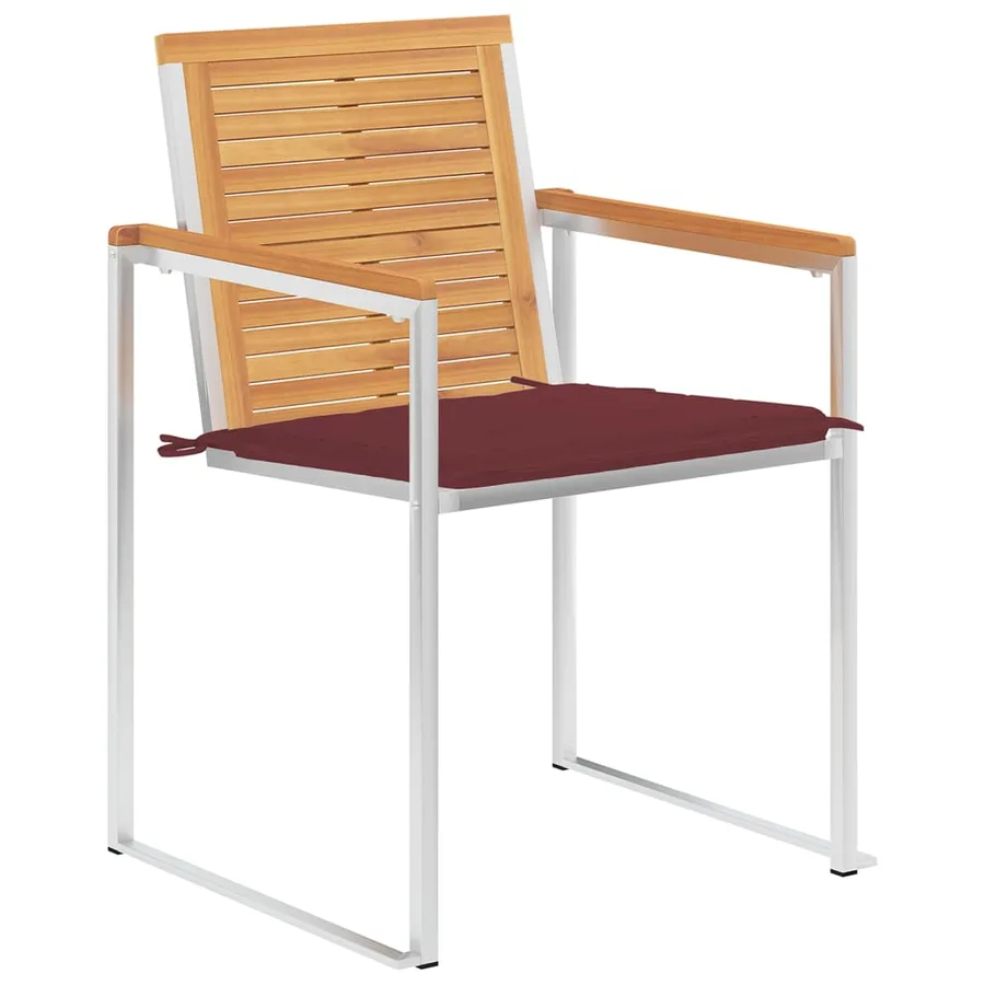 Chaises de jardin lot de 4 avec coussins Bois de teck massif - 2