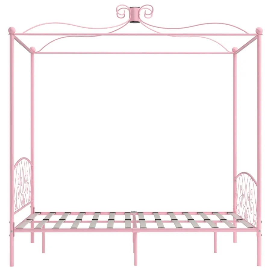 Cadre de lit à baldaquin sans matelas rose métal 120x200 cm - 4