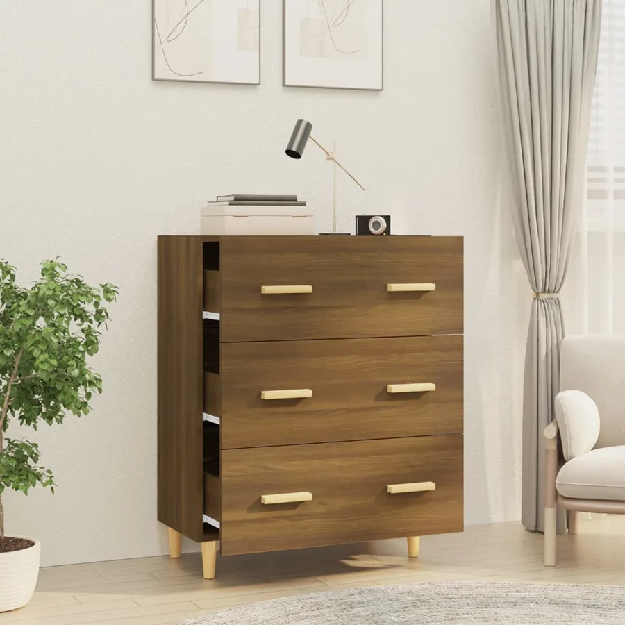 Buffet Chêne marron 70x34x90 cm Bois d'ingénierie - 6