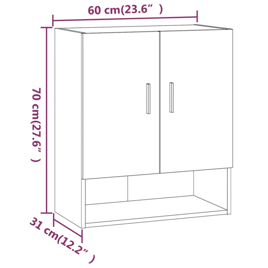 Armoire murale Sonoma gris 60x31x70 cm Bois d'ingénierie - 9