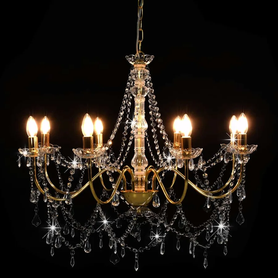 Lustre avec perles Doré 8 ampoules E14 - 3