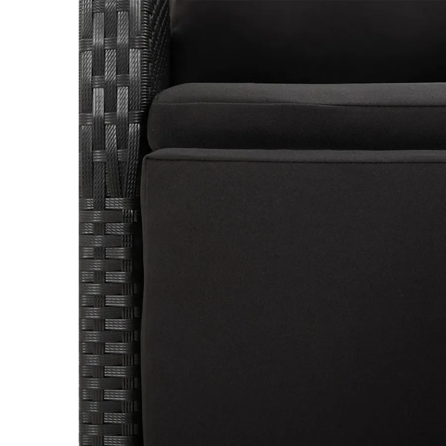 Ensemble à manger de jardin 5pcs Noir Poly rotin et acacia - 7