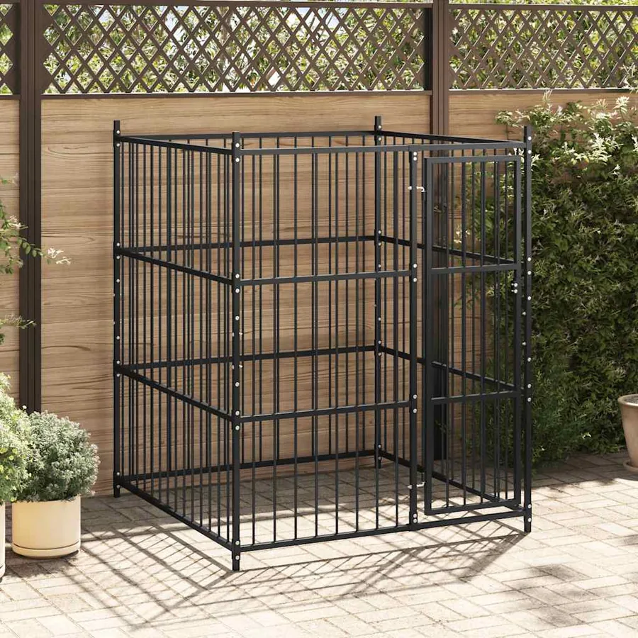 Chenil d'extérieur pour chiens 150 x 150 x 185 cm