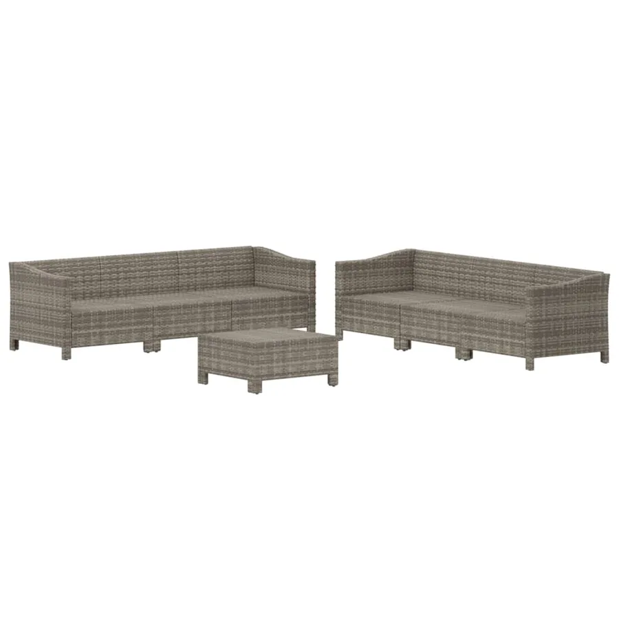 Salon de jardin 7 pcs avec coussins Gris Résine tressée - 4