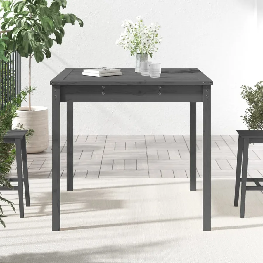 Table de jardin gris 82,5x82,5x76 cm bois massif de pin - 3
