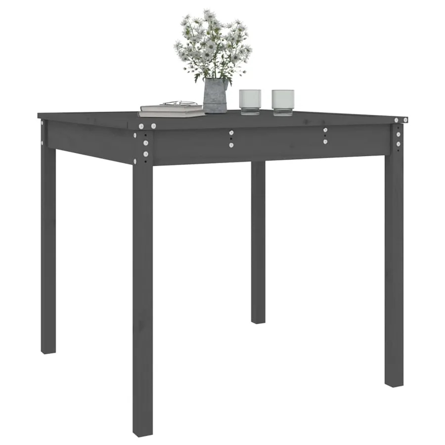 Table de jardin gris 82,5x82,5x76 cm bois massif de pin - 4