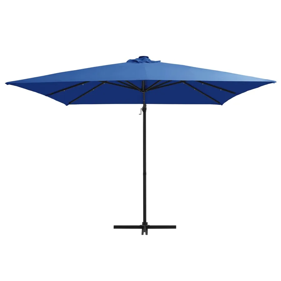 Parasol de jardin en porte-à-faux lumières LED et mât en acier - 2