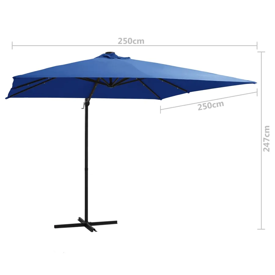 Parasol de jardin en porte-à-faux lumières LED et mât en acier - 9