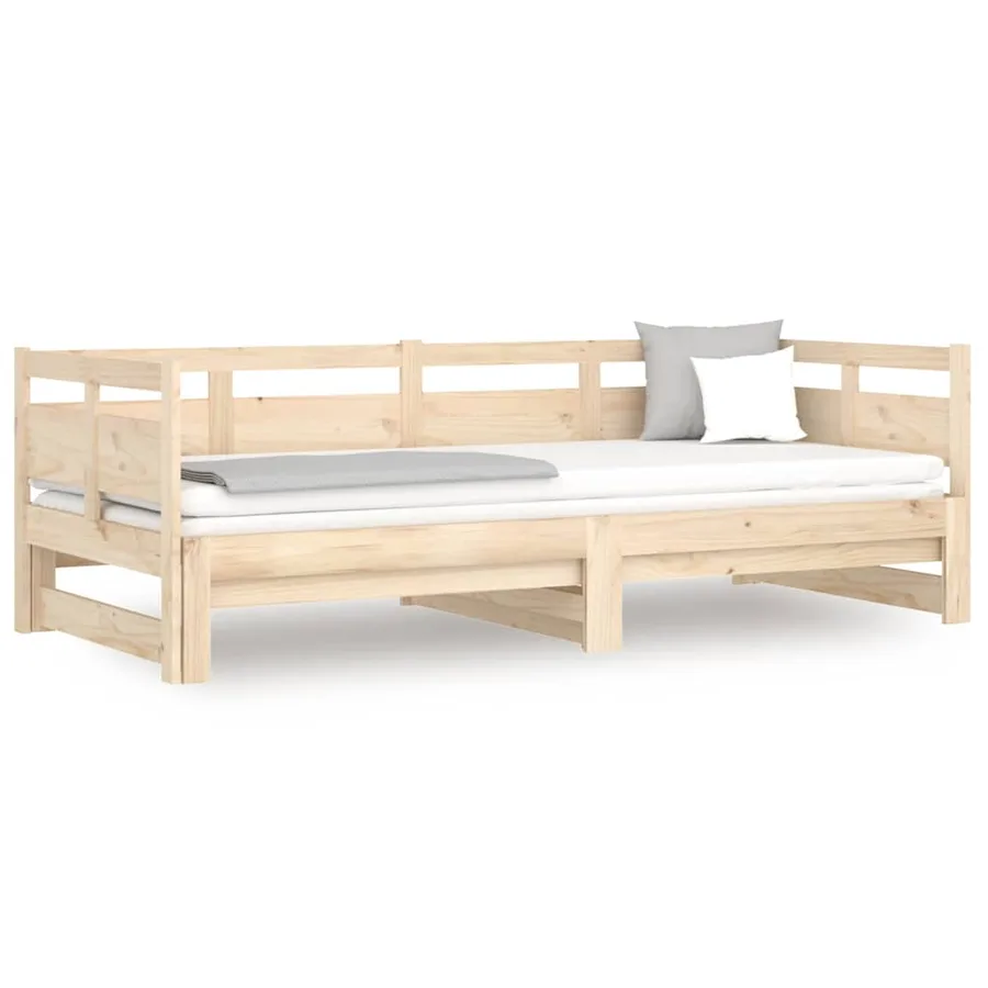 Lit coulissant sans matelas bois de pin massif 2x(90x190) cm - 2