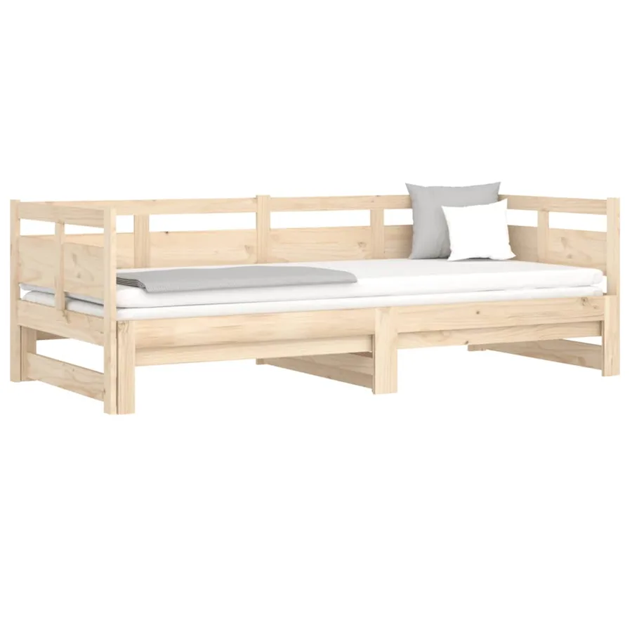 Lit coulissant sans matelas bois de pin massif 2x(90x190) cm - 3