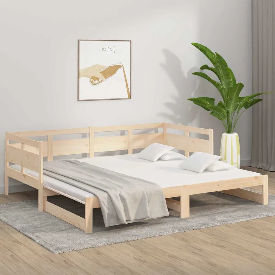 Lit coulissant sans matelas bois de pin massif 2x(90x190) cm - 4