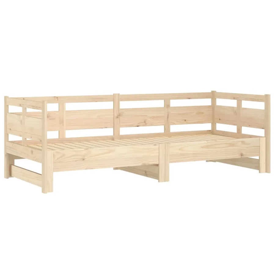 Lit coulissant sans matelas bois de pin massif 2x(90x190) cm - 6
