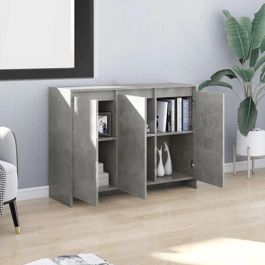 Buffet Gris béton 102x33x75 cm Bois d'ingénierie - 3