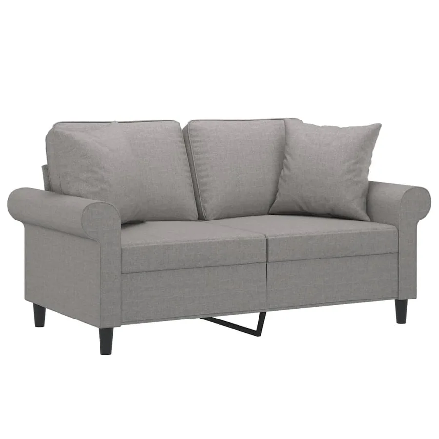 Canapé 2 places et oreillers et coussins Gris clair 120cm Tissu - 3