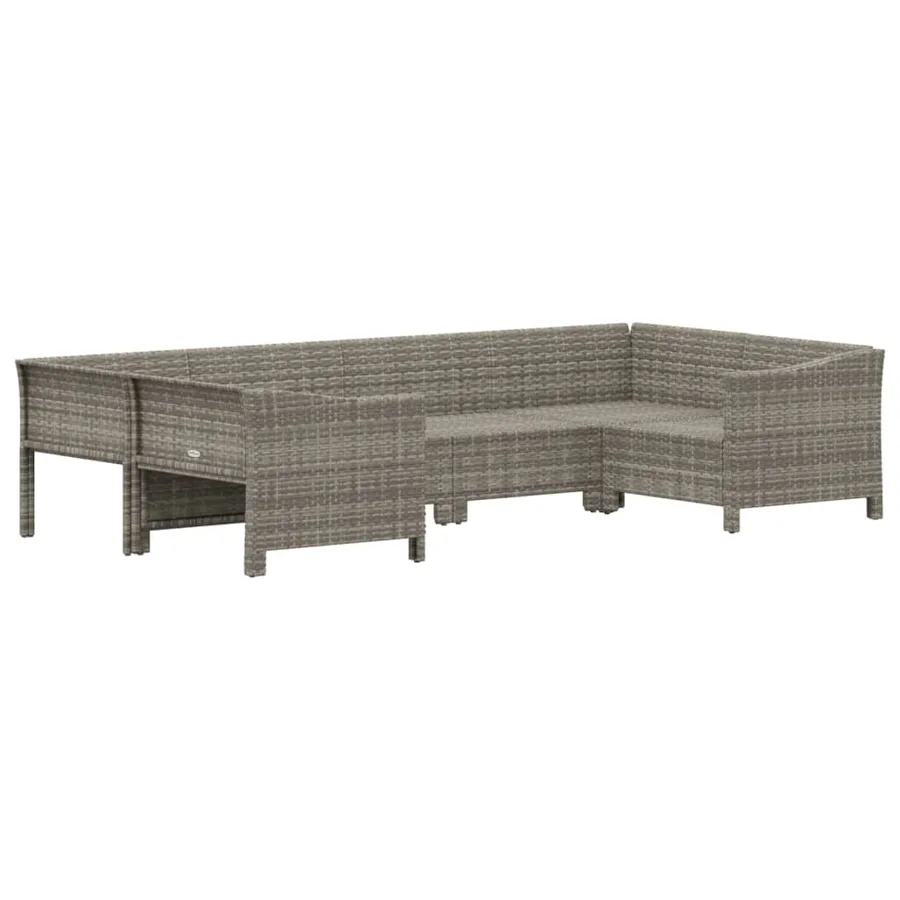 Salon de jardin 6 pcs avec coussins Gris Résine tressée - 4