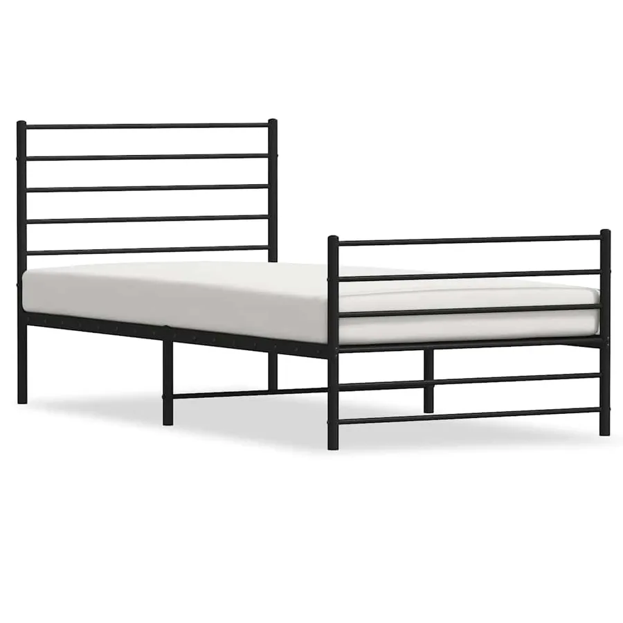 Cadre de lit métal sans matelas avec pied de lit noir 90x190 cm - 2