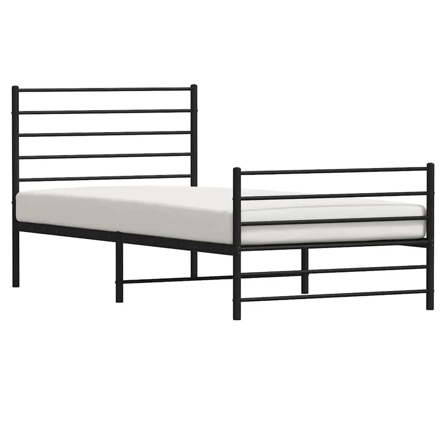 Cadre de lit métal sans matelas avec pied de lit noir 90x190 cm - 5