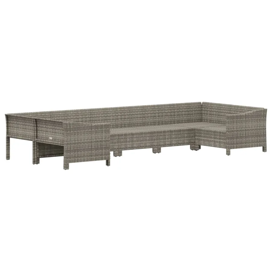 Salon de jardin 7 pcs avec coussins Gris Résine tressée - 4