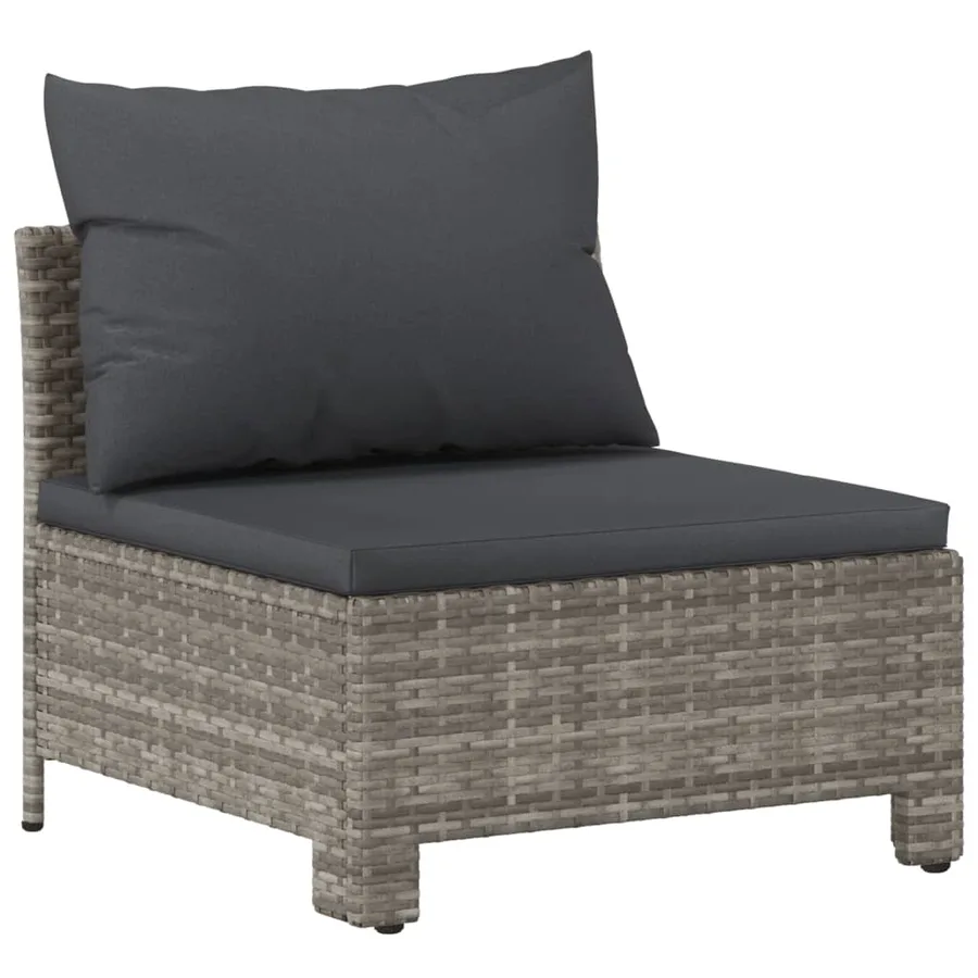 Salon de jardin 7 pcs avec coussins Gris Résine tressée - 7