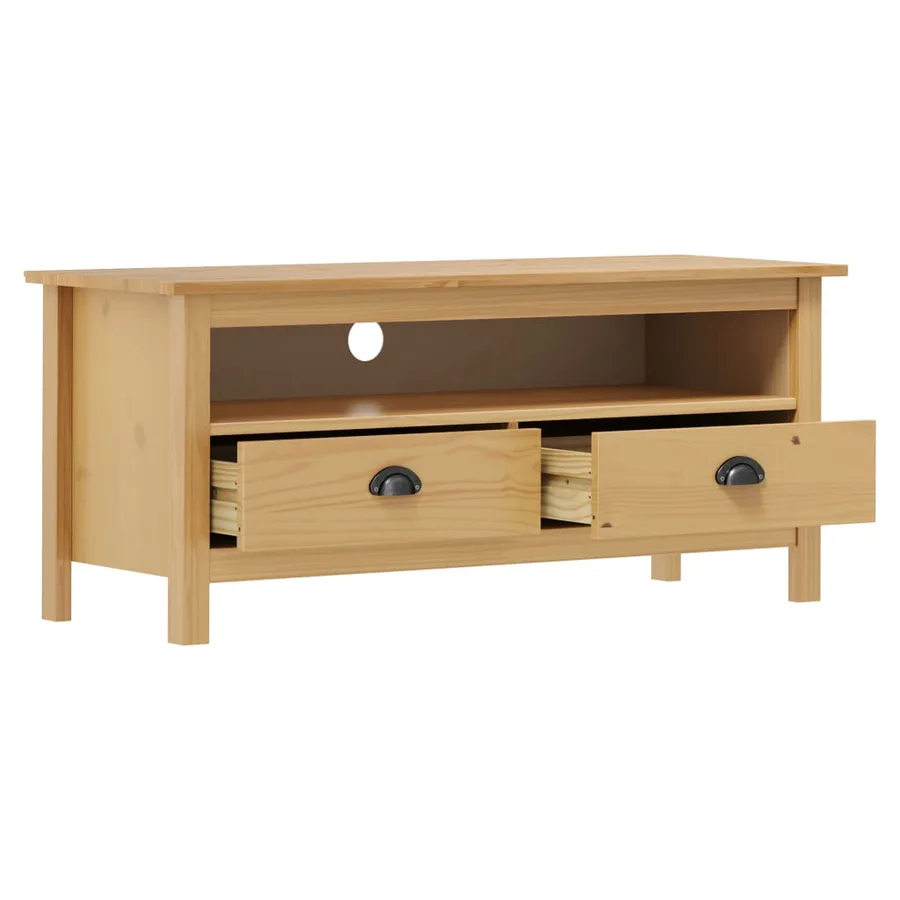 Meuble TV Hill Range Marron miel 110x40x47cm Bois de pin solide - 3