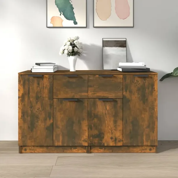 Buffets 2 pcs Chêne fumé 60x30x70 cm Bois d'ingénierie