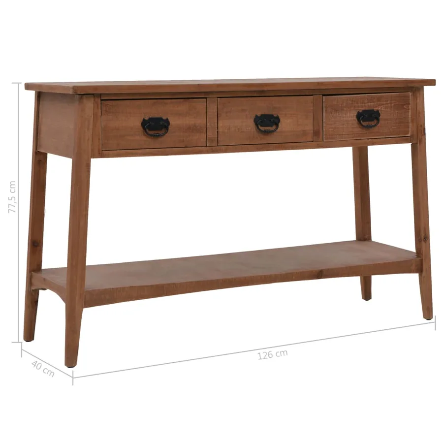 Table console bois de sapin massif 126 x 40 x 77,5 cm Marron - 10