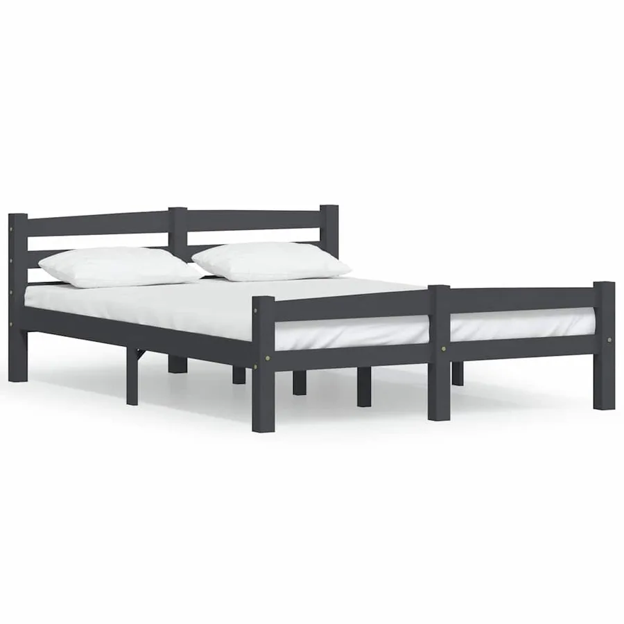 Cadre de lit sans matelas gris foncé pin massif 120x200 cm - 2