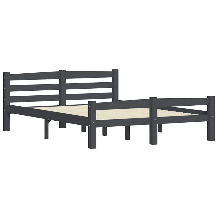 Cadre de lit sans matelas gris foncé pin massif 120x200 cm - 3