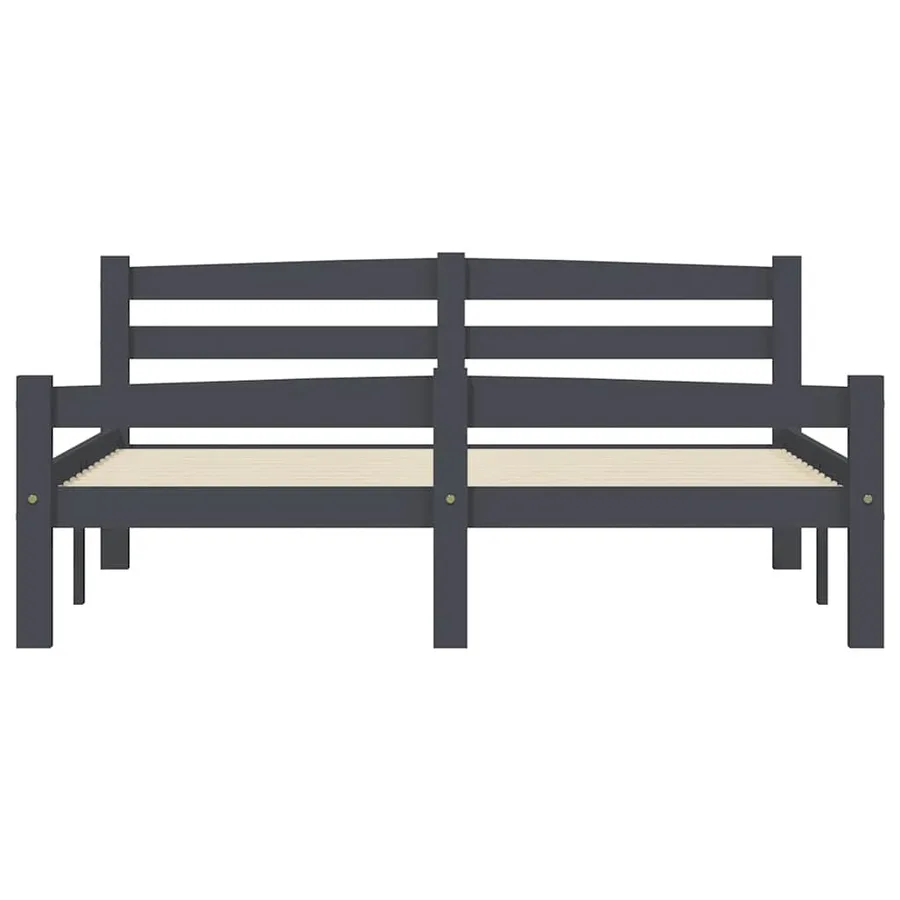 Cadre de lit sans matelas gris foncé pin massif 120x200 cm - 4