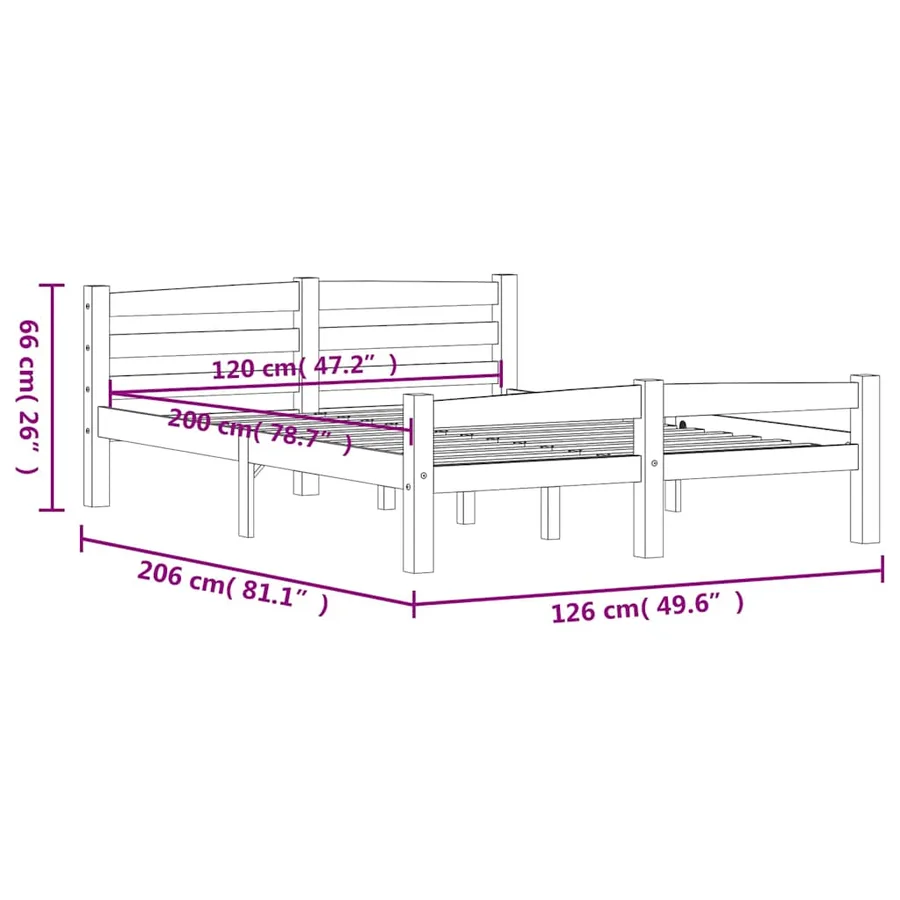 Cadre de lit sans matelas gris foncé pin massif 120x200 cm - 7