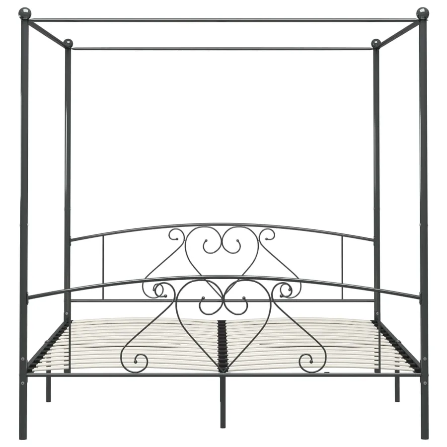 Cadre de lit à baldaquin sans matelas gris métal 180x200 cm - 3