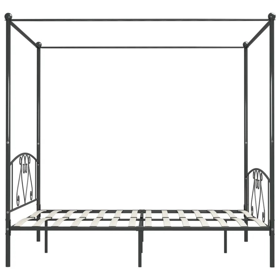 Cadre de lit à baldaquin sans matelas gris métal 180x200 cm - 4
