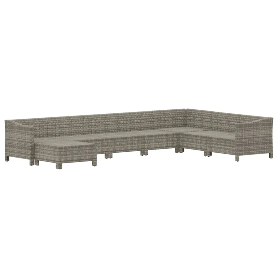 Salon de jardin 8 pcs avec coussins Gris Résine tressée - 4