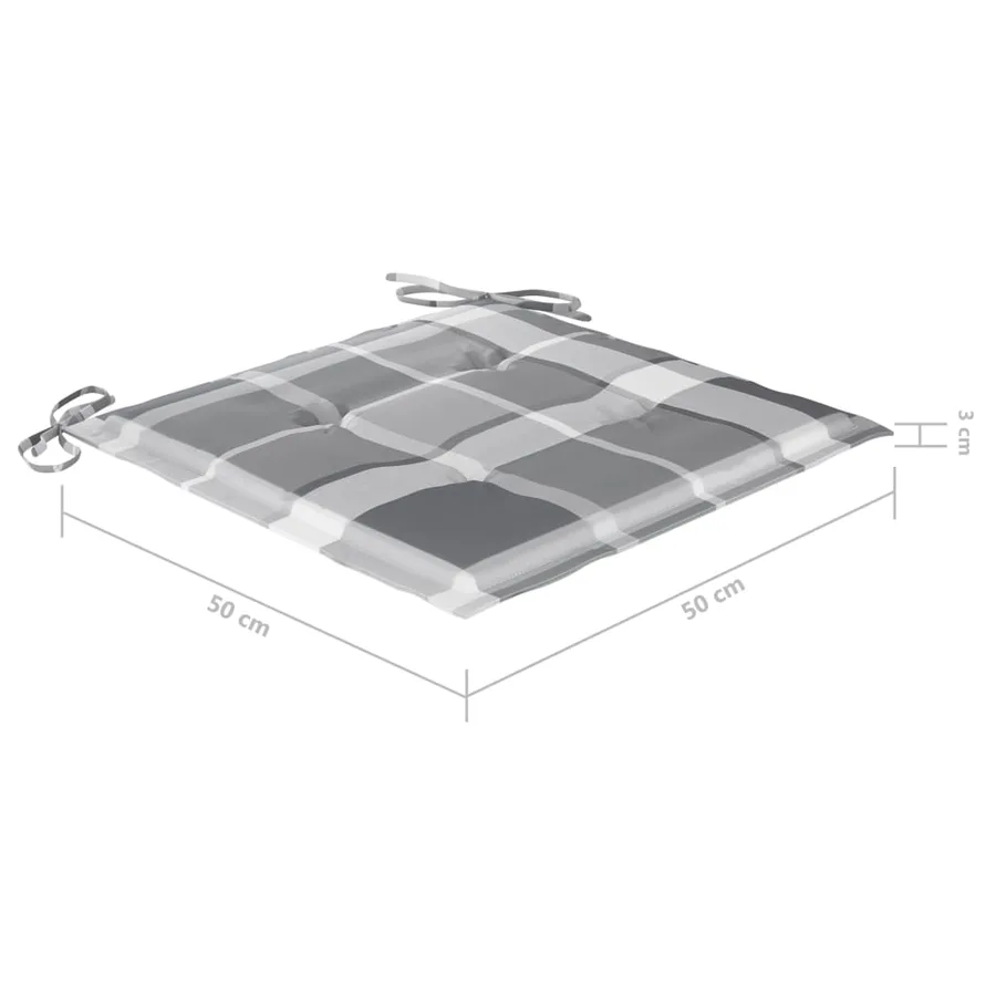 Chaises à manger de jardin avec coussins lot de 3 Acacia massif - 7