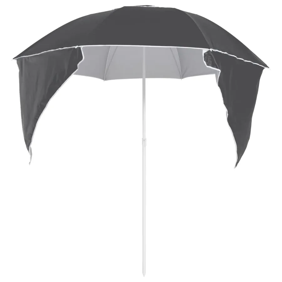 Parasol de plage avec parois latérales anthracite 215 cm - 4