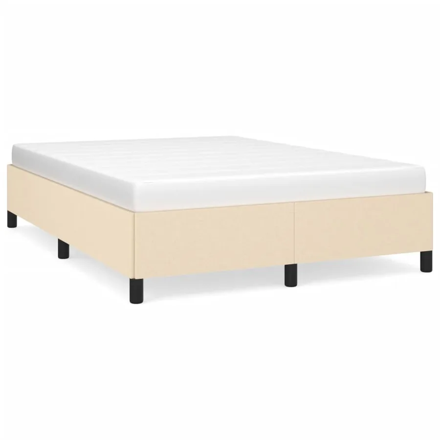Cadre de lit sans matelas crème 140x200 cm tissu - 2