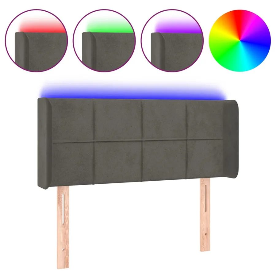 Tête de lit à LED Gris foncé 93x16x78/88 cm Velours - 2